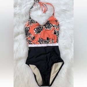 Sea Angel Tropicoral Floral Print Halter Style One-Piece Swimsuit XS *NWT*